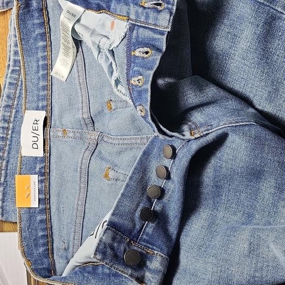 DU/ER Women's Jeans Midweight Denim Wide Leg High Rise Button Fly - Picture 8 of 9